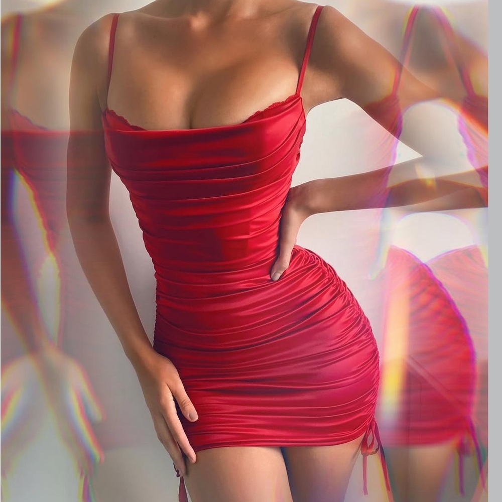Oh Polly All For You Satin Red Mini Dress